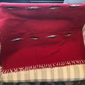 Vintage Vel-Mex Red Blanket Throw. 76x44